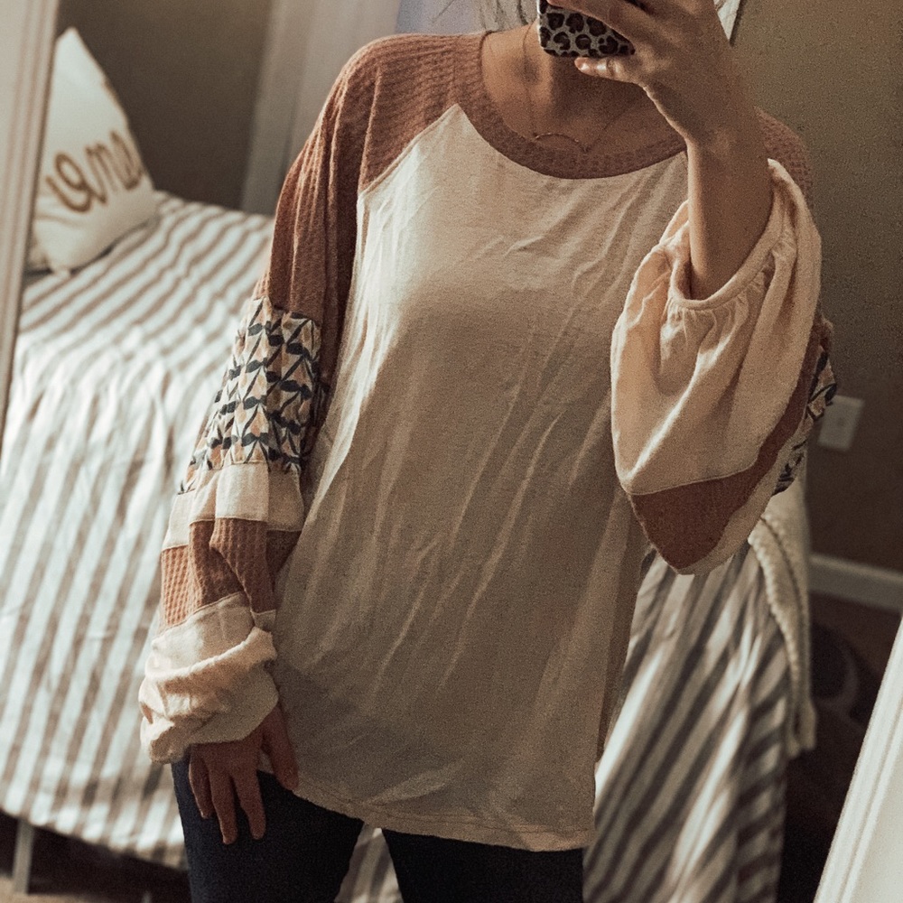 Pink Printed Puff Sleeve Top
